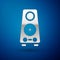 Silver Stereo speaker icon isolated on blue background. Sound system speakers. Music icon. Musical column speaker bass