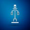 Silver Street light system icon isolated on blue background. Vector