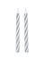 Silver striped birthday candles isolated on