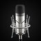 Silver studio condenser microphone with podcast word