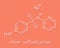 Silver sulfadiazine topical antibacterial drug molecule. Used in treatment of wounds and burns. Skeletal formula.