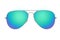 Silver sunglasses with blue chameleon mirror lens