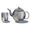 Silver Teapot and Drinking Cup Vector Illustration