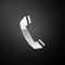 Silver Telephone handset icon isolated on black background. Phone sign. Call support center symbol. Communication