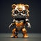 Silver Tiger Toy With Orange Eyes - Vray Tracing Superheroes Dark Gold Light Azure