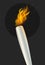 Silver torch flame, on dark abstract background. Championship icon, a symbol of victory. vector illustration