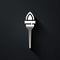 Silver Torch flame icon isolated on black background. Symbol fire hot, flame power, flaming and heat. Long shadow style