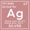 Silver. Transition metals. Chemical Element of Mendeleev\\\'s Periodic Table.. 3D illustration