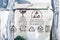 Silver transparent antistatic bag electronics storage, shipping symbols icons, product package detail, closeup Anti static parcel