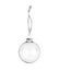 Silver transparent glass ball hanging on ribbon white background isolated close up, white Ð¡hristmas tree decoration, new year