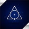 Silver Triangle math icon isolated on dark blue background. Vector Illustration