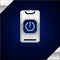 Silver Turn off robot from phone icon isolated on dark blue background. Vector