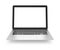 Silver ultra thin laptop with blank copy space