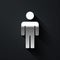 Silver User of man icon isolated on black background. Business avatar symbol user profile icon. Male user sign. Long