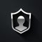 Silver User protection icon isolated on black background. Secure user login, password protected, personal data