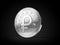 Silver Venezuelan Petro, the oil backed cryptocurrency coin, isolated on black background. 3D rendering