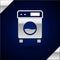 Silver Washer icon isolated on dark blue background. Washing machine icon. Clothes washer - laundry machine. Home