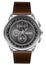 Silver watch chronograph brown leather strap on white background vector.