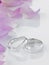 Silver Wedding Rings Resting Next To Petals