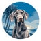 Silver Weimaraner Sunset Beach Dog Art Print