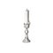 Silver White vintage candlestick with white ran candle isolated on white, dark academia,