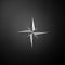 Silver Wind rose icon isolated on black background. Compass icon for travel. Navigation design. Long shadow style