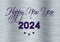Silver wish card new year 2024 in english in purple with 3 stars