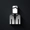 Silver Worker icon isolated on black background. Business avatar symbol user profile icon. Male user sign. Long shadow