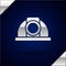 Silver Worker safety helmet icon isolated on dark blue background. Vector