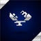 Silver Wrecked oil tanker ship icon isolated on dark blue background. Oil spill accident. Crash tanker. Pollution