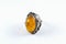 Silver Yellow Amber Ring