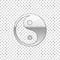 Silver Yin Yang symbol of harmony and balance isolated object on transparent background. Flat design. Vector