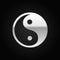 Silver Yin Yang symbol icon on black background