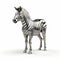 Silver Zebra 3d Stock Photo: High Quality Metal Texture On White Background