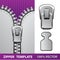 Silver zipper realistic vector illustration