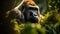 A silverback mountain gorilla in a rainforest. Neural network AI generated