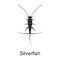Silverfish vector black icon. Vector illustration pest insect silverfish on white background. Isolated black