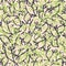 Silvery green and dark grey lichen seamless vector pattern background. Overlapping hand drawn oakmoss leaves dense