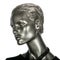 Silvery plastic head of female dummies with shoulders