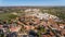 Silves village at the medieval fair, aerial view of the historic castle. Portugal Algarve