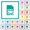 SIM card accepted flat color icons with quadrant frames