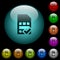 SIM card accepted icons in color illuminated glass buttons