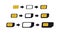 SIM card adapters icon set. eSIM to Nano, Nano to Micro, Micro to Normal sim-card converters.