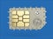 Sim card as vault safe, mobile online connectivity security concept. high safety level metaphor, web protection