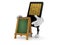 SIM card character with chalk signboard