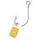 Sim Card with Fishing Hook. 3d Rendering