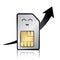 A sim card phone icon and an ascending arrow