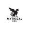 Simargl, dog with wings, angel dog logo design, mythical animal vector illustration