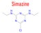 Simazine herbicide molecule. Skeletal formula. Chemical structure