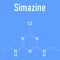 Simazine herbicide molecule. Skeletal formula. Chemical structure